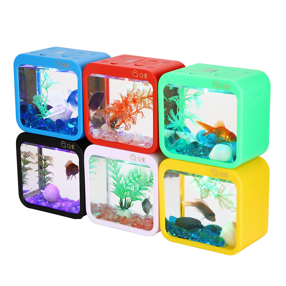 Live Fish Aquarium - Kolorowe kreatywne pudełko Betta ze światłem,