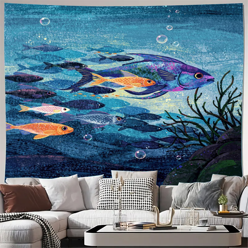 Aquarium Fish Under 100 - Żywopisna gobelina ścienna z motywem oceanicznych