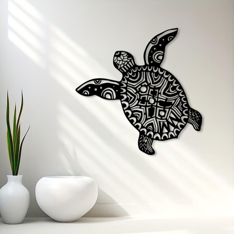 Live Fish Aquarium - Żelazna dekoracja ścienna z motywem żółwia